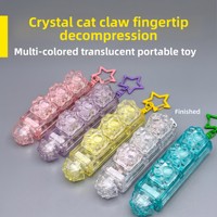High-transparency Plastic Keycap Stress-relief Toy Five-key Handheld Cat-paw Keyboard Keychain with Light Decompression Keys