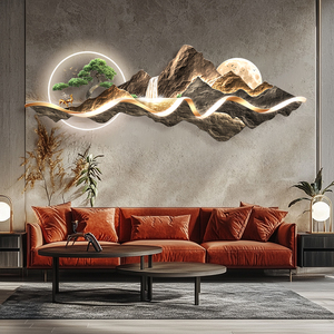 Art mural LED luxueux et magnifique peinture de paysage abstraite originale avec un design créatif peut ajouter des diamants - Product Image 2