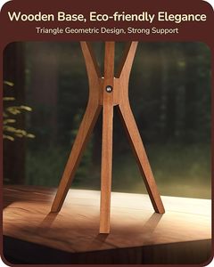 Lampe de table TSINYE Mid Century, lampe de chevet trépied avec base de lumière de couleur bois profonde et <span class=keywords><strong>abat</strong></span>-<span class=keywords><strong>jour</strong></span> en <span class=keywords><strong>lin</strong></span> <span class=keywords><strong>beige</strong></span>, lampe de chevet - Product Image 2