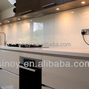 Verre peint en arrière de 4 mm, blanc huître RAL 1013 / blanc nacré, sur verre flotté extra clair pour décorations - Product Image 5