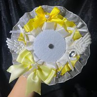 Tempat Penyimpanan Badge Lolita dengan Renda dan Pita, Tempat Badge Sayap Malaikat, Aksesoris Dekorasi Itabag Buatan Tangan untuk Pin Tombol 58mm 65mm