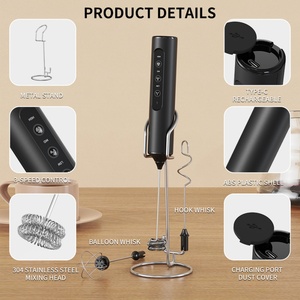 3-Speed 3 Mixing Multi-function Durable Whisks Handheld Automatic Electric Foam Whisk Rechargeable Electric Milk Frother - Product Image 6