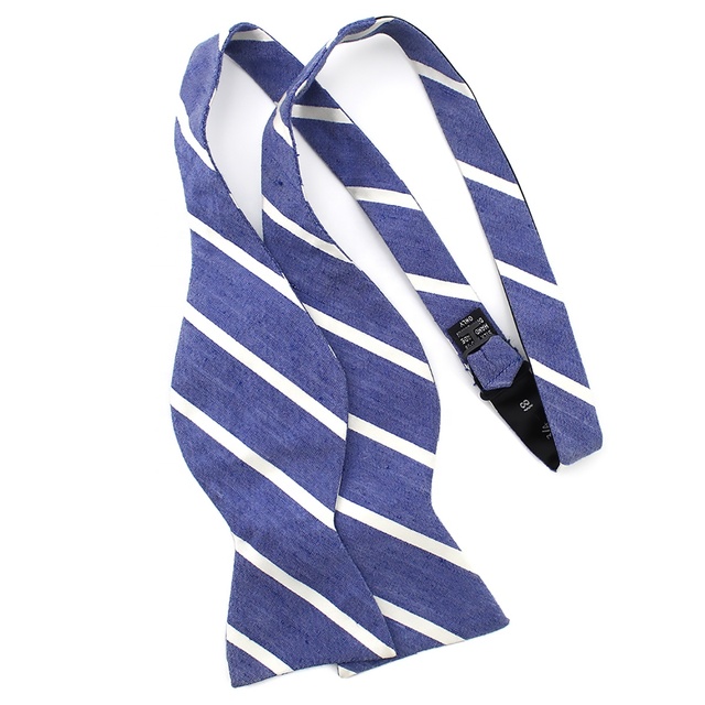 Chinese Factory Wholesale Hot Sale Bowtie Adjustable Classic Blue White Stripe High Fashion Self Tie Cotton Men Fashion Bow Tie