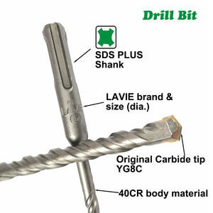 <span class=keywords><strong>Foret</strong></span> à percussion SDS Plus en carbure de tungstène de 110 mm de <span class=keywords><strong>long</strong></span> pour <span class=keywords><strong>béton</strong></span> et acier armé, avec embout de 4 mm pour perçage - Product Image 6