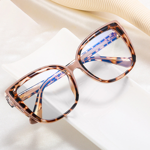 Cat Eye Frame Shape <span class=keywords><strong>Computer</strong></span> brille Hochwertige Anti Blue Light Transparente Leopard Damen brille Classic Style Brille - Product Image 1