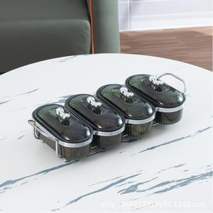 Nordic Style Dried Fruit <b>Plate</b> Plastic Divided Snack Tray With Lid Rectangle 2-3 Compartments For Home Commercial Use - Product Image 3