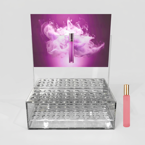 Expositor de Acrílico Personalizado con Logotipo, Ecológico, Resistente al Agua, para 48 Botellas de Spa, Transparente/Oro Rosa, de Lujo - Product Image 1