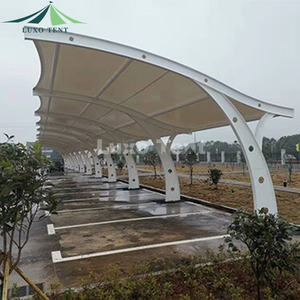 कारखाने मूल्य घुमावदार छत आउटडोर pvdf कवर झिल्ली संरचना आधुनिक धातु स्टील कार्पोर्ट छत कार पार्किंग शेड - Product Image 3