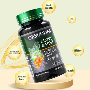 Comprimés de menthe, clou de girofle et argousier, texture dure, supplément alimentaire, bonbons de qualité professionnelle, contre la mauvaise haleine, en flacon. - Product Image 2