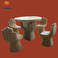 Table et chaises en pierre en granit Beige, forme à la main, G682, vente en gros, usine