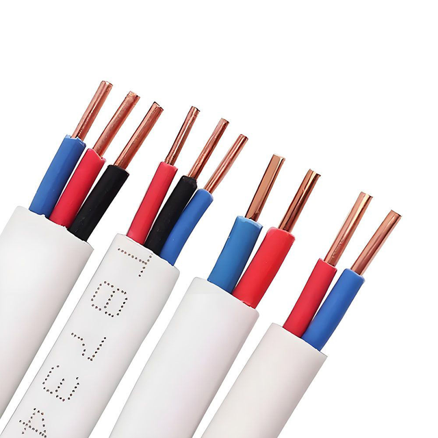 3-Core BVVB Flat Electrical Wire 450/750V, Pure Copper PVC Insulated Sheathed Cable 1.5/2.5/4/6 Mm² for Home & Building Wiring