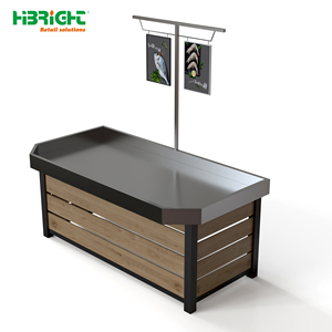Highbright <b>Wood</b> Veneer Base Mobile Stainless Steel Produce Display Cart Solution for Supermarket - Product Image 1