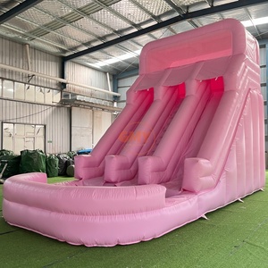 Castillo Inflable <span class=keywords><strong>con</strong></span> Tobogán, Castillo Inflable Princesa <span class=keywords><strong>Rosa</strong></span> para Niñas, Tobogán Doble <span class=keywords><strong>con</strong></span> Deslizamiento en Seco/Húmedo, Hpfburg - Product Image 2