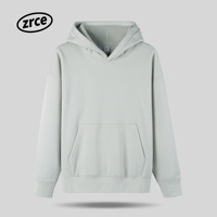 Custom 350 GSM katoen-polyester French Terry unisex oversized heavyweight fleece hoodie met borduurwerk, effen zwart, zonder koord