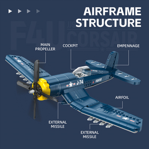 Ww2 American Air Force F4u Corsair Fighter Jet avión escala modelo Kit avión modelo bloques de construcción juguetes educativos niños - Product Image 4