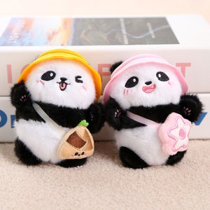 Colorful Hat Panda Keychain Plush Toy Shoulder Bag Panda Figurine Backpack Accessory Cloth <strong>Doll</strong> Souvenir - Product Image 1
