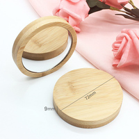 Miroir rond en bois avec logo personnalisé Miroir de poche écologique Miroir compact Maquillage en bambou et outils pour cadeau pour filles