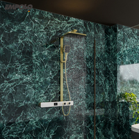 Mitigeur de douche mural chaud/froid en laiton pour salle de bain, avec cartouche céramique, finition polie, système de pluie réglable, doré