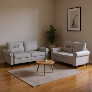 Light Grey <b>Sofa</b> <b>Set</b> For Living Room Modern Fabric Comfortable Contemporary Design - Product Image 2