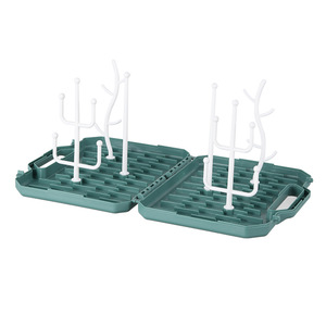Égouttoir portable pour biberons avec support pour tétines et boîte de rangement, égouttoir multifonctionnel pour biberons d'allaitement, orange - Product Image 5