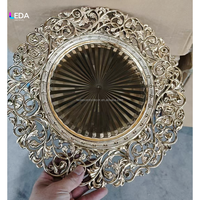 Platos Decorativos LEDA Gold Rose con Forma Floral para Bodas y Eventos, Platos de Plástico para Decoración de Mesa