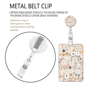 Clip de fixation rond en époxy motif fleur arc-en-ciel transfrontalier avec boucle rétractable à tirage facile et cordon détachable pour badges nominatifs - Product Image 3