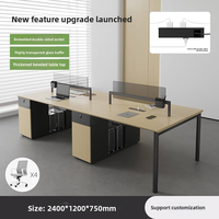 Ensemble de chaises de bureau commerciales de luxe MEKIA, bureau d'ordinateur moderne avec cadre en acier PVC, poste de travail pour 4 personnes, table longue