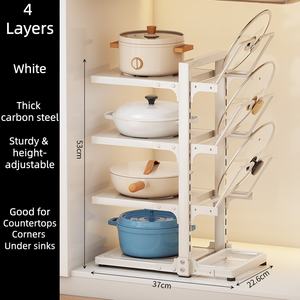 Estantes de Cocina Blancos, <span class=keywords><strong>Estante</strong></span> Multiusos <span class=keywords><strong>para</strong></span> Ollas, Multifuncional, <span class=keywords><strong>para</strong></span> Encimera, Debajo del Fregadero, Armario, Estantes de Almacenamiento <span class=keywords><strong>para</strong></span> Cocina - Product Image 3