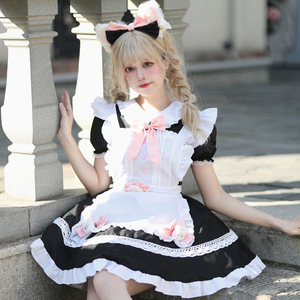 Black And White Maid Outfit Cute Lolita Dress Cafe Uniform Polyester Fabric For Anime Role Play Cosplay Costumes - Product Image 3