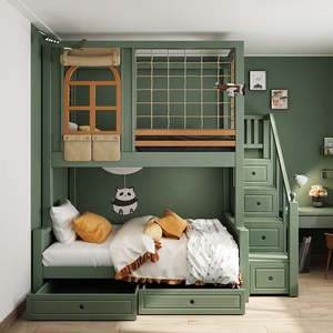 Literas Modernas de Madera Tamaño Twin para Niños, Multifuncionales con Escaleras y Librero para Dormitorio, Escuela u Hotel - Product Image 3