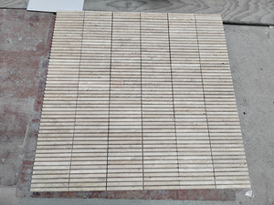 Belle planche murale moderne salle de bain travertin marbre mosaïque carrelage rétro mosaïque pour pilier décoration pierre naturelle cannelée - Product Image 4