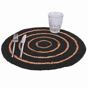 Sous-plat en coton noir et jute - Product Image 3
