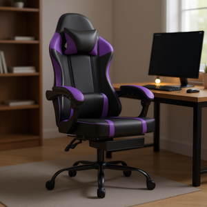 Chaise de jeu ergonomique avec base pivotante réglable en hauteur et inclinaison manuelle pour la maison et le bureau - Product Image 2