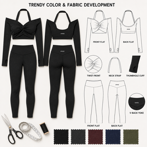 Set Yoga da Donna OEM 2 Pezzi con Top Corto Halter Off-Shoulder e Leggings a Vita Alta a Tutta Lunghezza, per Danza, Palestra e Stile di Vita - Product Image 3