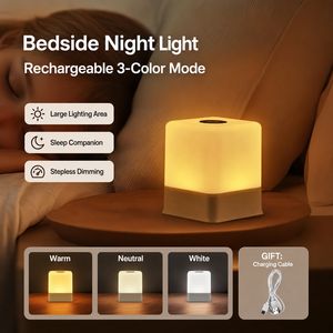 Lampe de chevet tactile rechargeable avec éclairage photo, veilleuse d'ambiance pour bébé, lampe de table protectrice des yeux, lumière de sommeil RGB pour chambre à coucher - Product Image 3