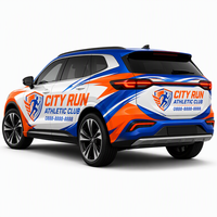 Film Adhésif Personnalisé Thème Sportif Orange Bleu pour Voiture, Autocollant City Run pour Décoration de Carrosserie SUV & Marquage de Club, Vente en Gros
