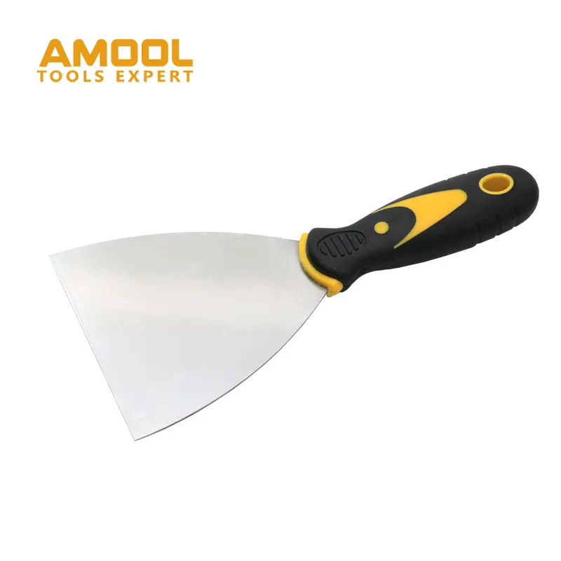 Cuchillo de masilla de espejo de acero inoxidable, mango PP y TPR de dos colores, venta al por mayor de fábrica