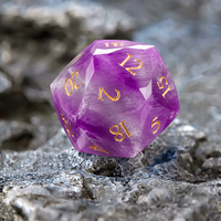 Jeu de dés de jeu de table D&D Jingyuan Blue Natural Gemstone multi-facettes polyédriques D6/D20 19mm 7 pièces