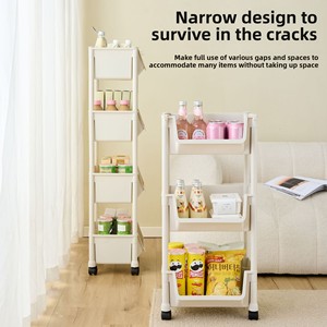 Chariot de rangement mobile à plusieurs niveaux en plastique pour <span class=keywords><strong>cuisine</strong></span>, collations, jouets et fruits et légumes - Product Image 4