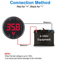 Monitor de batería de coche de 12V, voltímetro digital de CC de 4-100V, diseño compacto de 2 cables para mantenimiento de vehículos