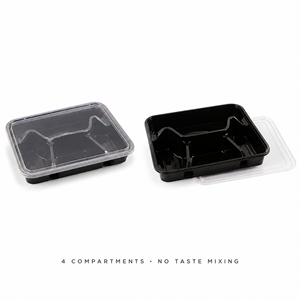 Contenants alimentaires jetables en PP avec logo personnalisé, 4 compartiments, boîte à emporter avec couvercle, boîte à lunch micro-ondable, fabrication OEM directe d'usine - Product Image 3