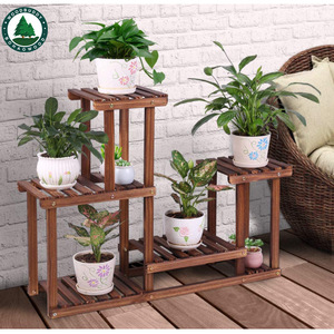 Support à plantes multi-niveaux Woodbuddy, étagère en bois à 3 niveaux pour intérieur, extérieur, balcon, jardin, rangement - Product Image 4