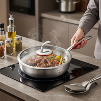 Wajan Dapur Maxcook 316L Stainless Steel, Wajan Penggorengan Tri-Ply Populer Dengan Tutup, Aman Untuk Mesin Cuci Piring, Logo Dapat Disesuaikan, Wajan Logam