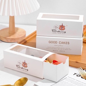 Hộp giấy Kraft màu nâu trắng với cửa sổ rõ ràng hộp bánh mì di động <span class=keywords><strong>container</strong></span> cho món tráng miệng bánh thực phẩm cho Cookie thiết kế dập nổi - Product Image 4