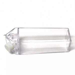 Wholesale Customized Logo 25Oz 750Ml Cute PS Transparent Square <b>Clear</b> Milk Bottle Carton Water Bottle - Product Image 5