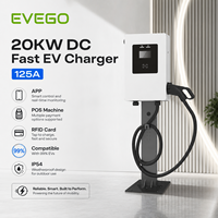 EVEGO Nouvelle station de recharge pour véhicules électriques, faible puissance 20 kW, un seul pistolet, OCPP 2.0.1, courant de sortie 100 A, chargeur DC pour VE, écran tactile 7 pouces