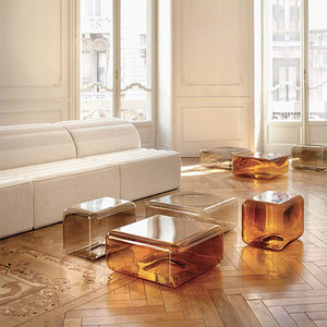 Tavolino da Caffè Moderno e Semplice <span class=keywords><strong>in</strong></span> <span class=keywords><strong>Vetro</strong></span> Colorato di Lusso per Soggiorno, Divano, Comodino, Arredamento Casa - Product Image 3