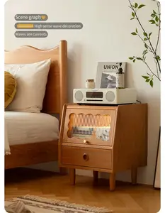 Modern bedroom furniture cherry wood simple about nightstand Japanese bedside storage Nightstand