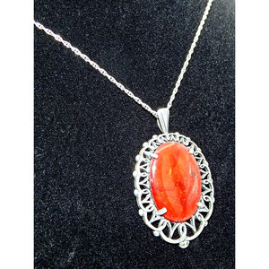 925 Navajo firmato Vintage in argento Sterling con Abalone rosso naturale - Product Image 5
