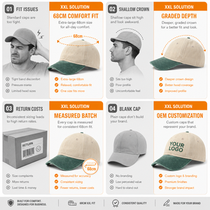 Casquette de baseball oversize <span class=keywords><strong>XXL</strong></span> 68 cm avec calotte profonde en sergé de coton, logo personnalisé – Unisexe toutes saisons - Product Image 2